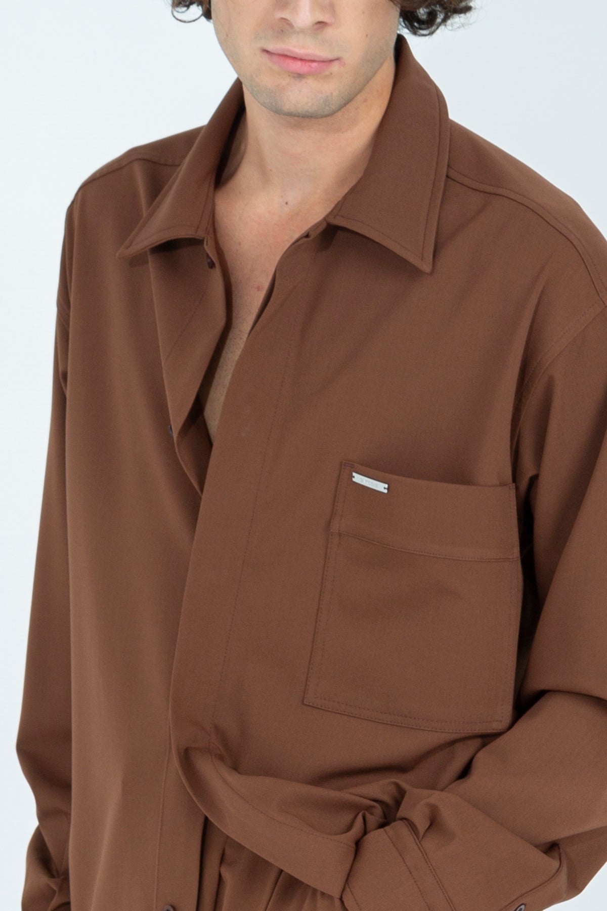 Oversized bi-stretch shirt