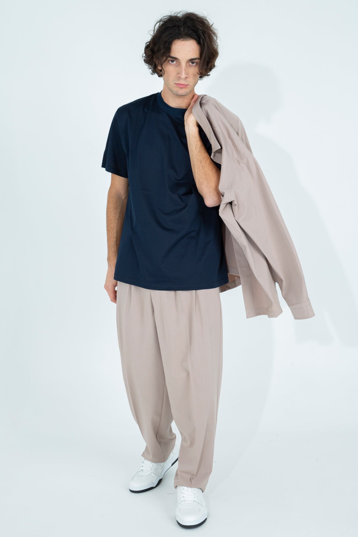 Oversized bi-stretch shirt