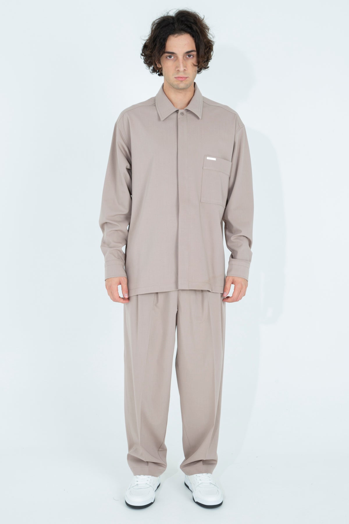 Oversized bi-stretch shirt