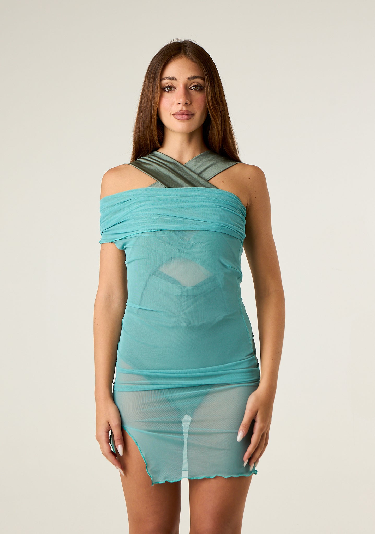Abito corto in mesh