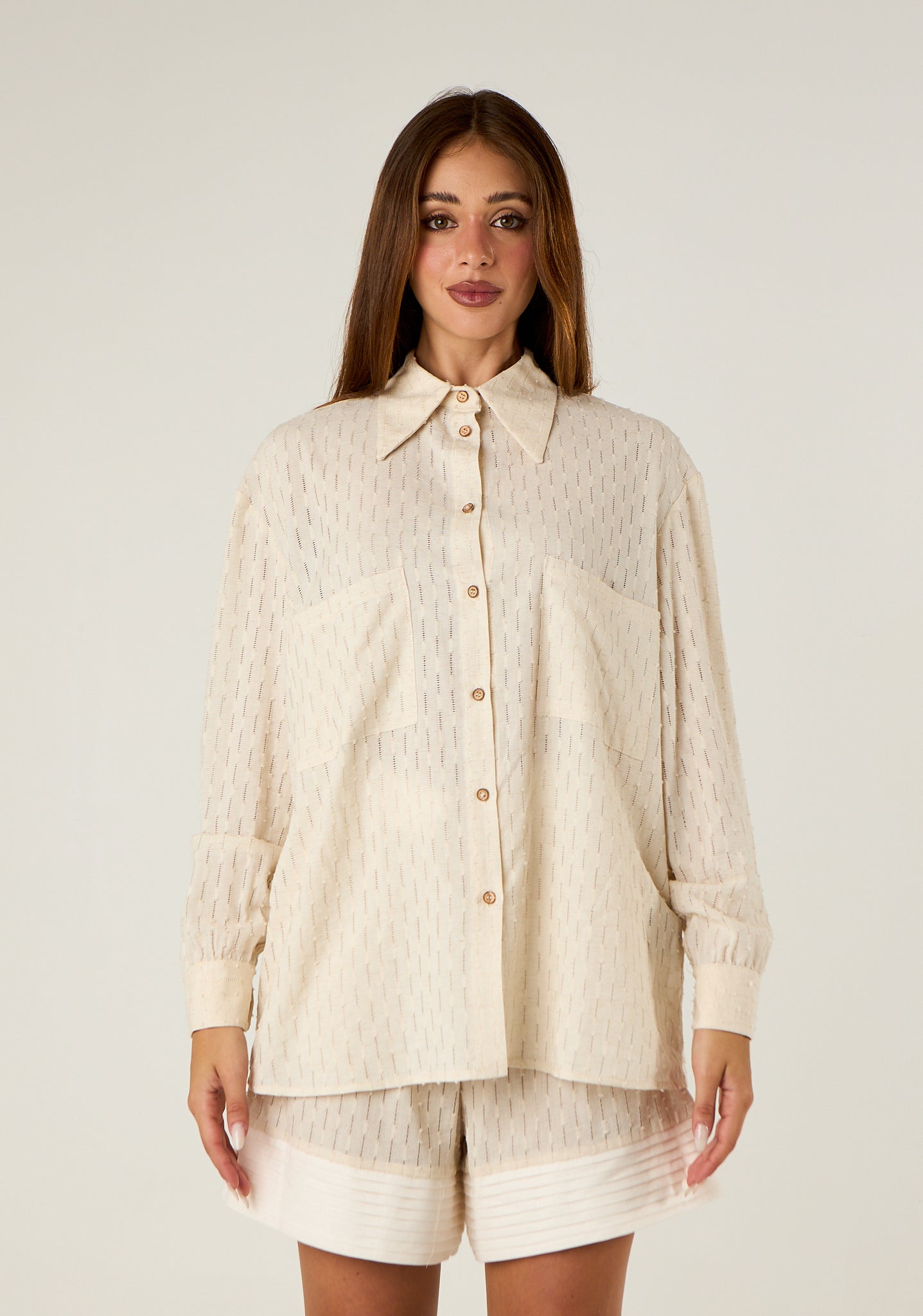 Camicia comoda in tessuto lavorato
