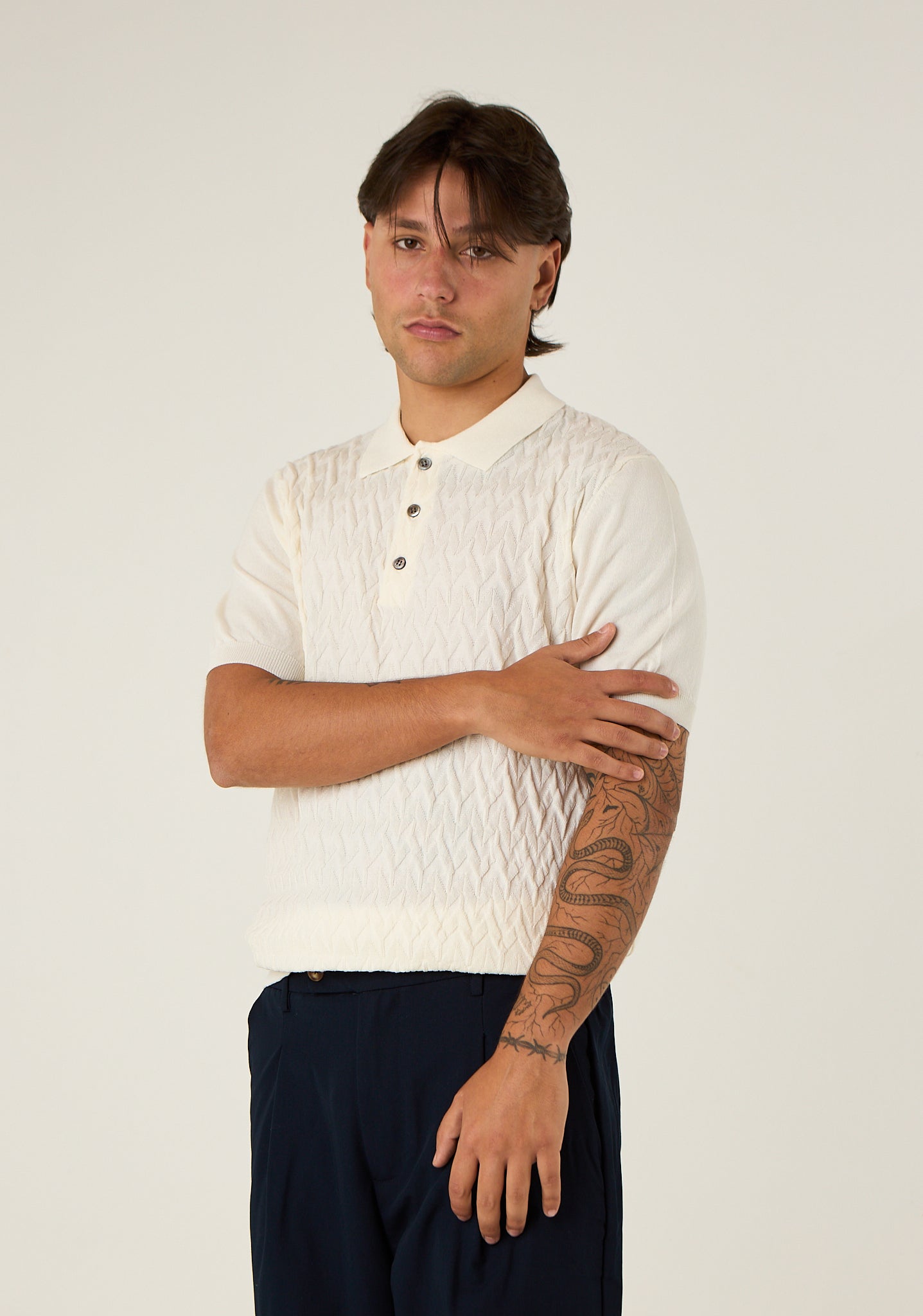 Polo in maglia lavorata
