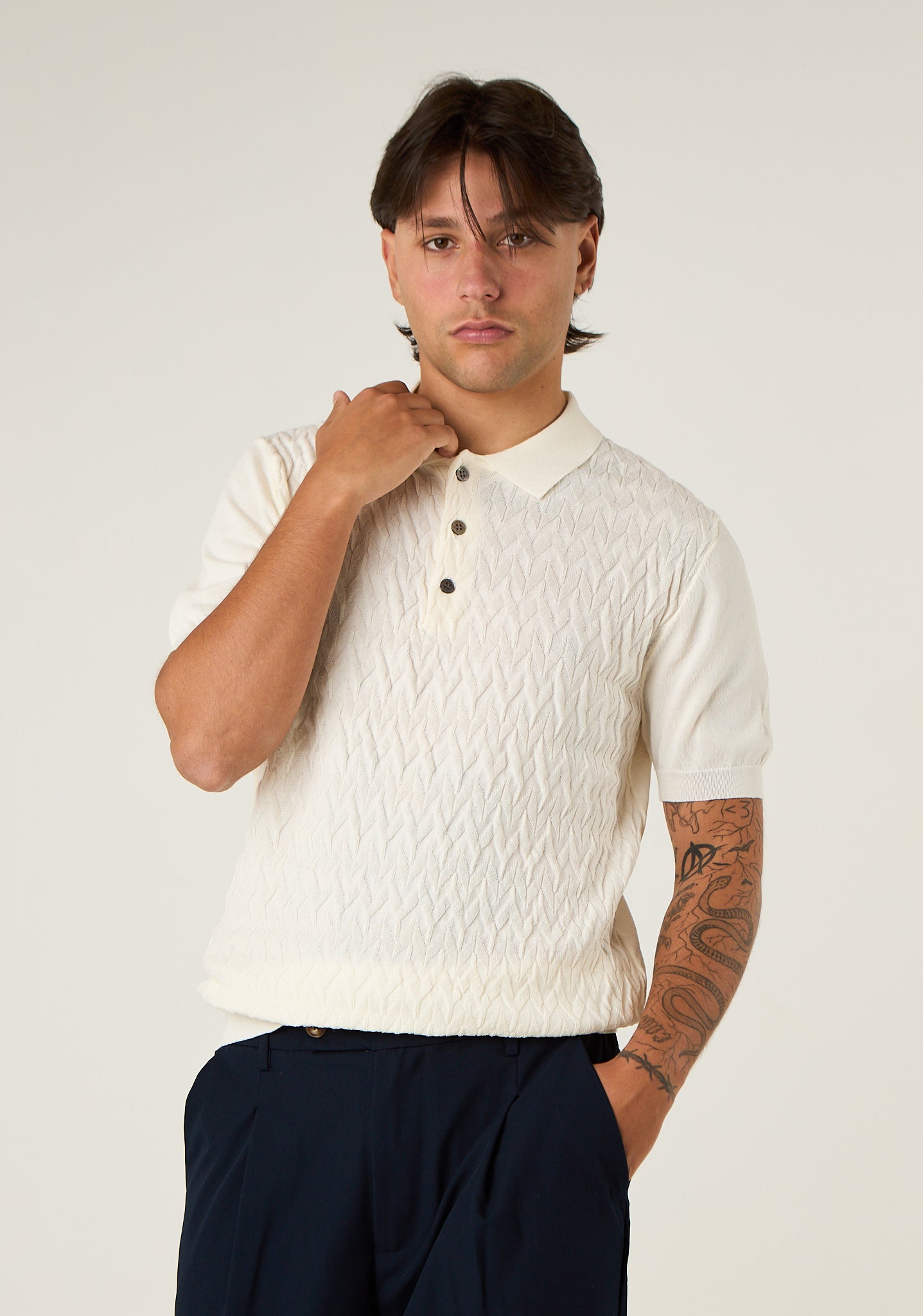 Polo in maglia lavorata
