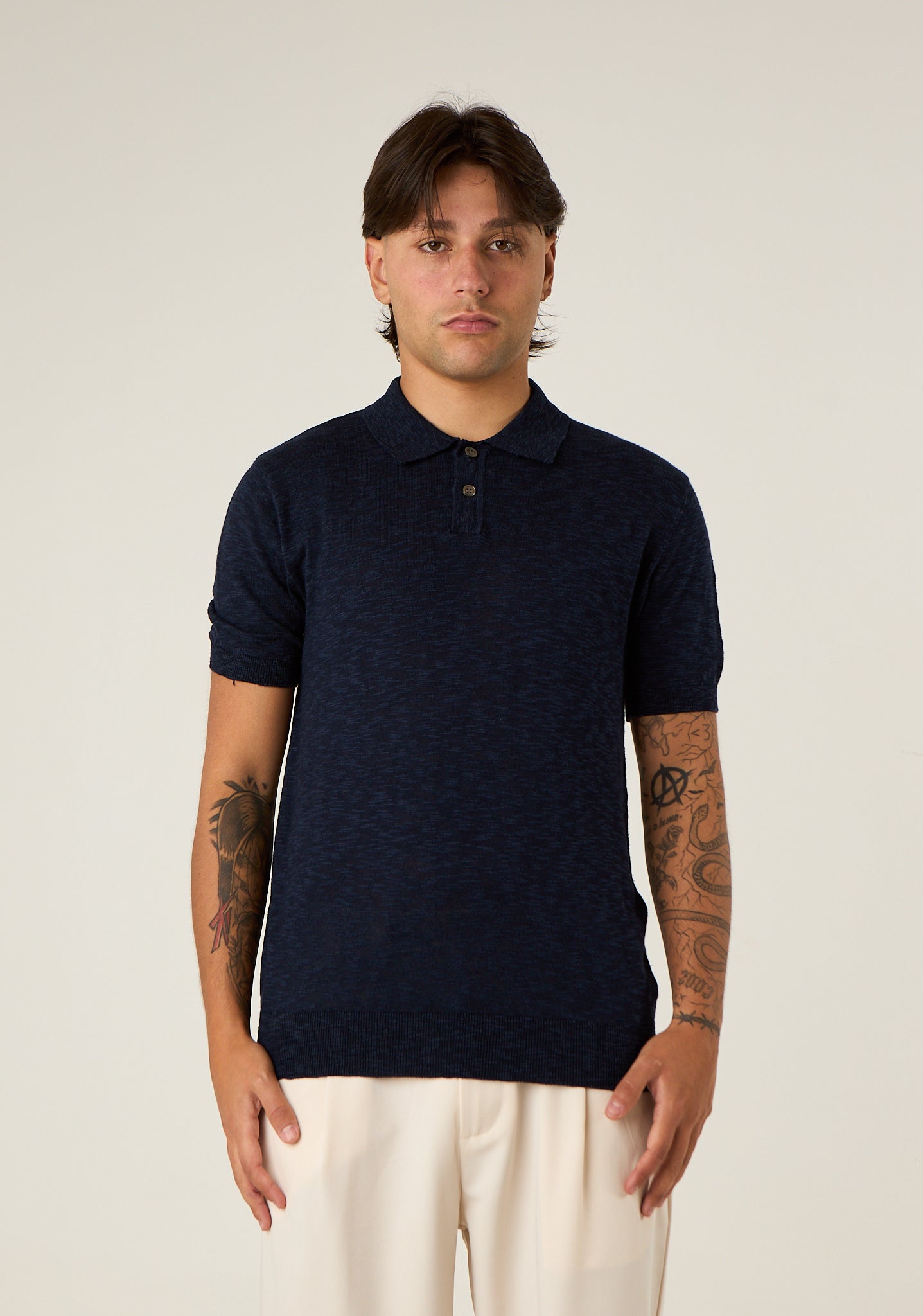 Polo in maglia screziata