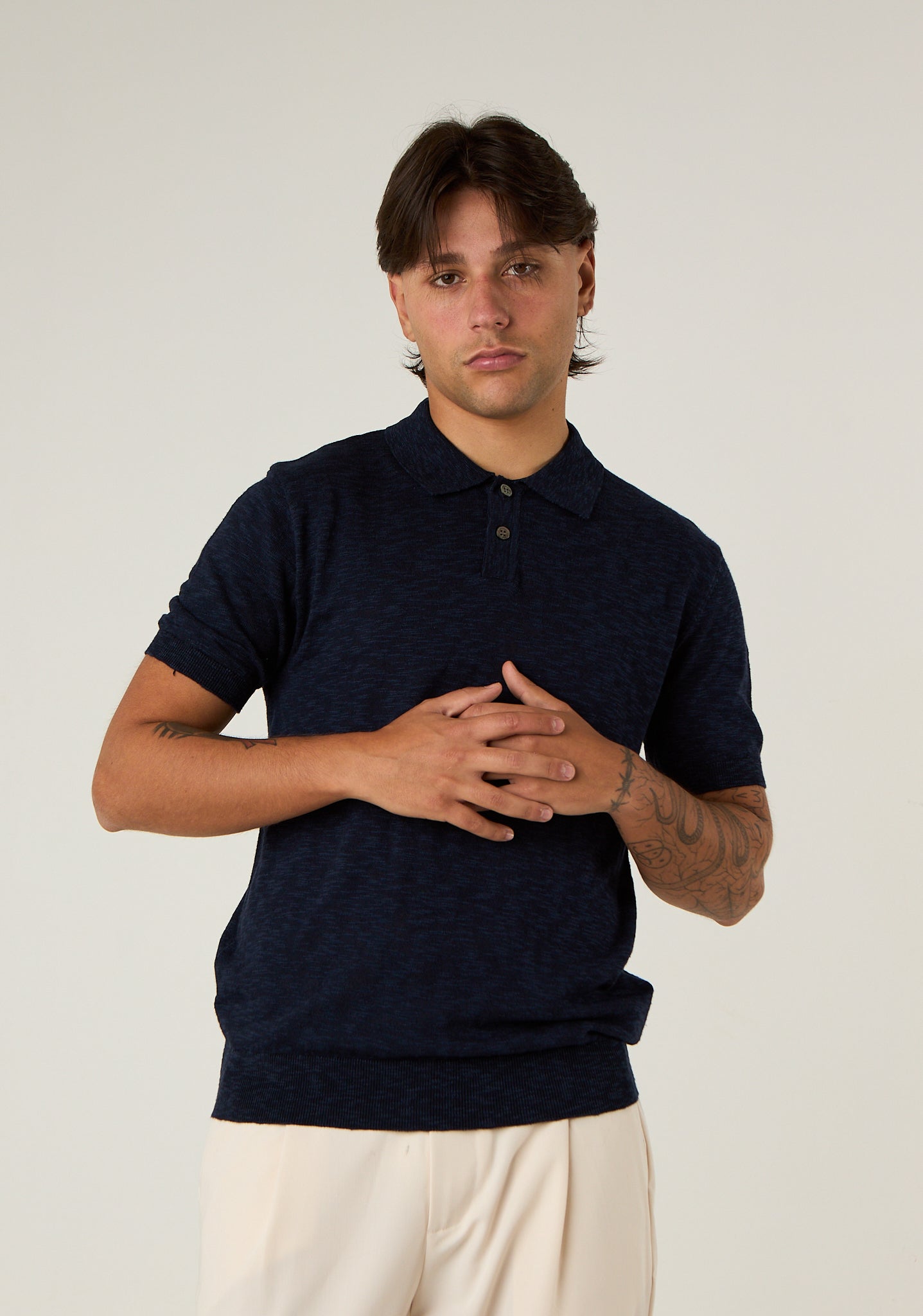 Polo in maglia screziata