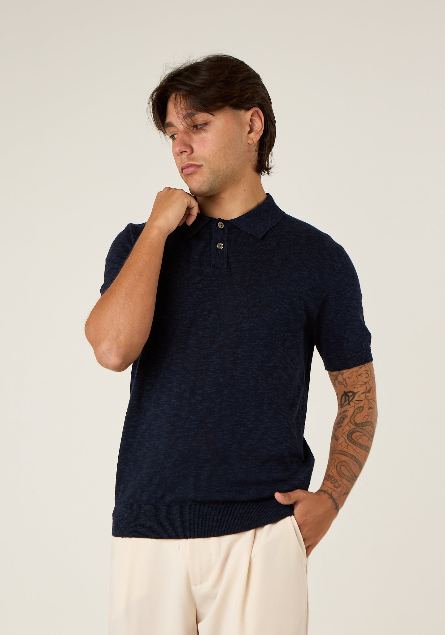 Polo in maglia screziata