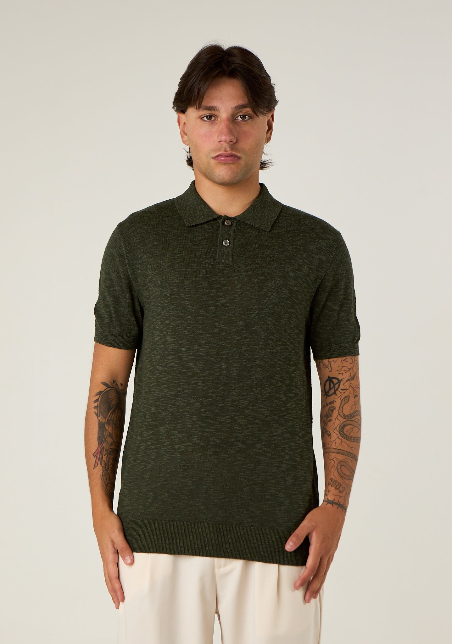Polo in maglia screziata