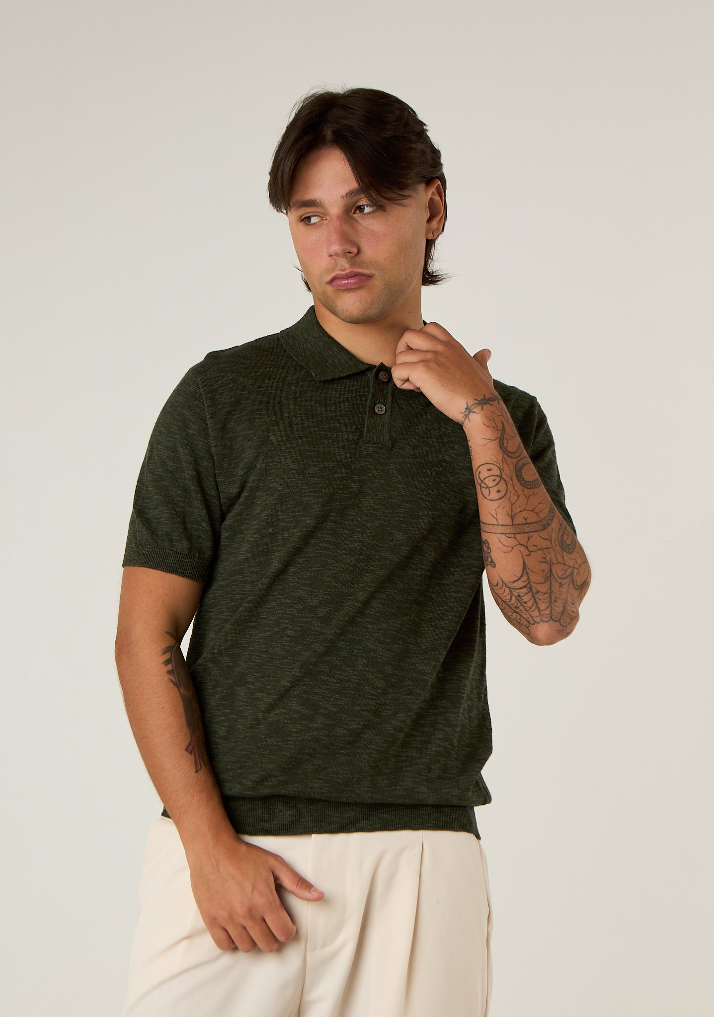Polo in maglia screziata
