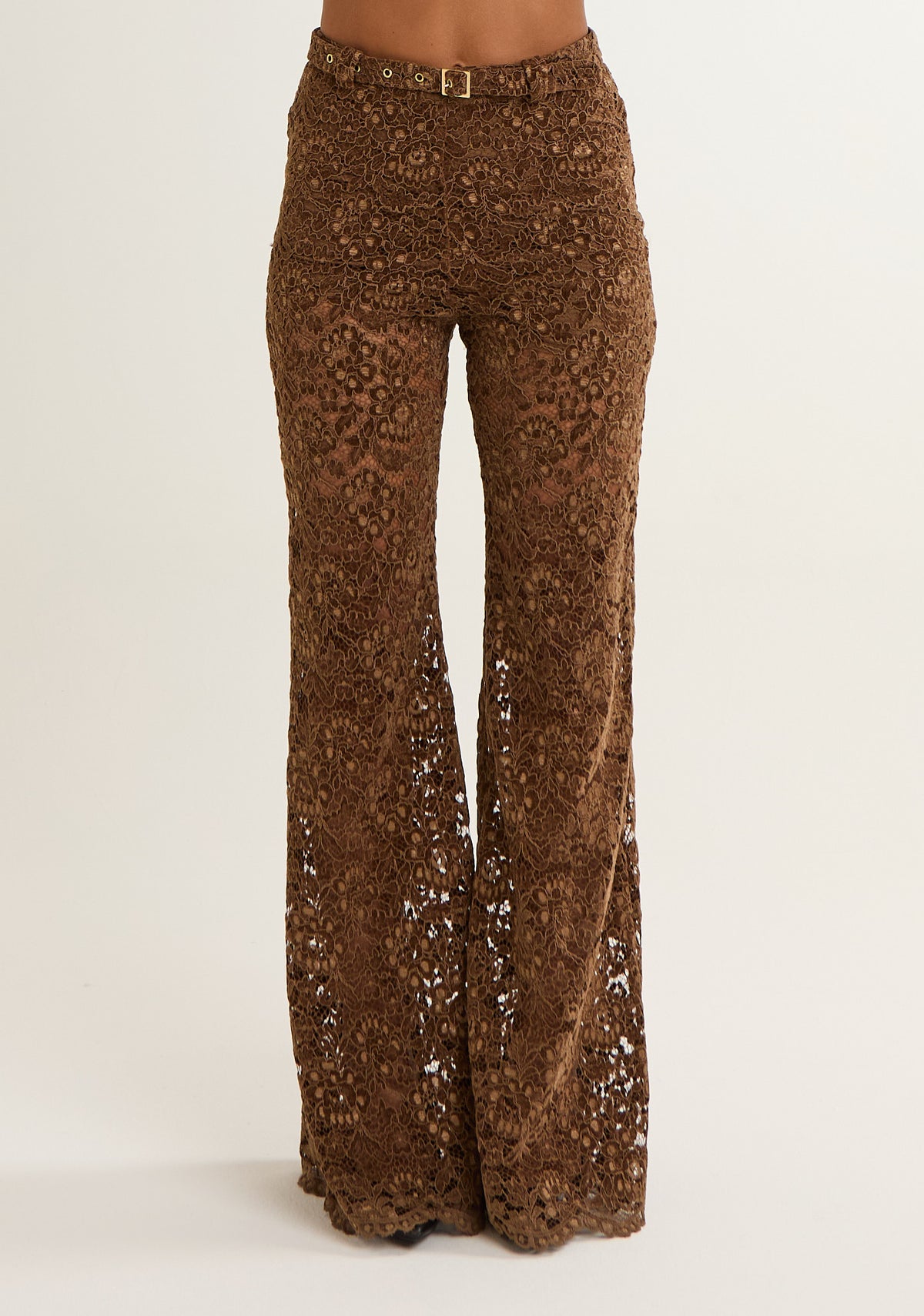 Pantalone a zampa in pizzo di velluto