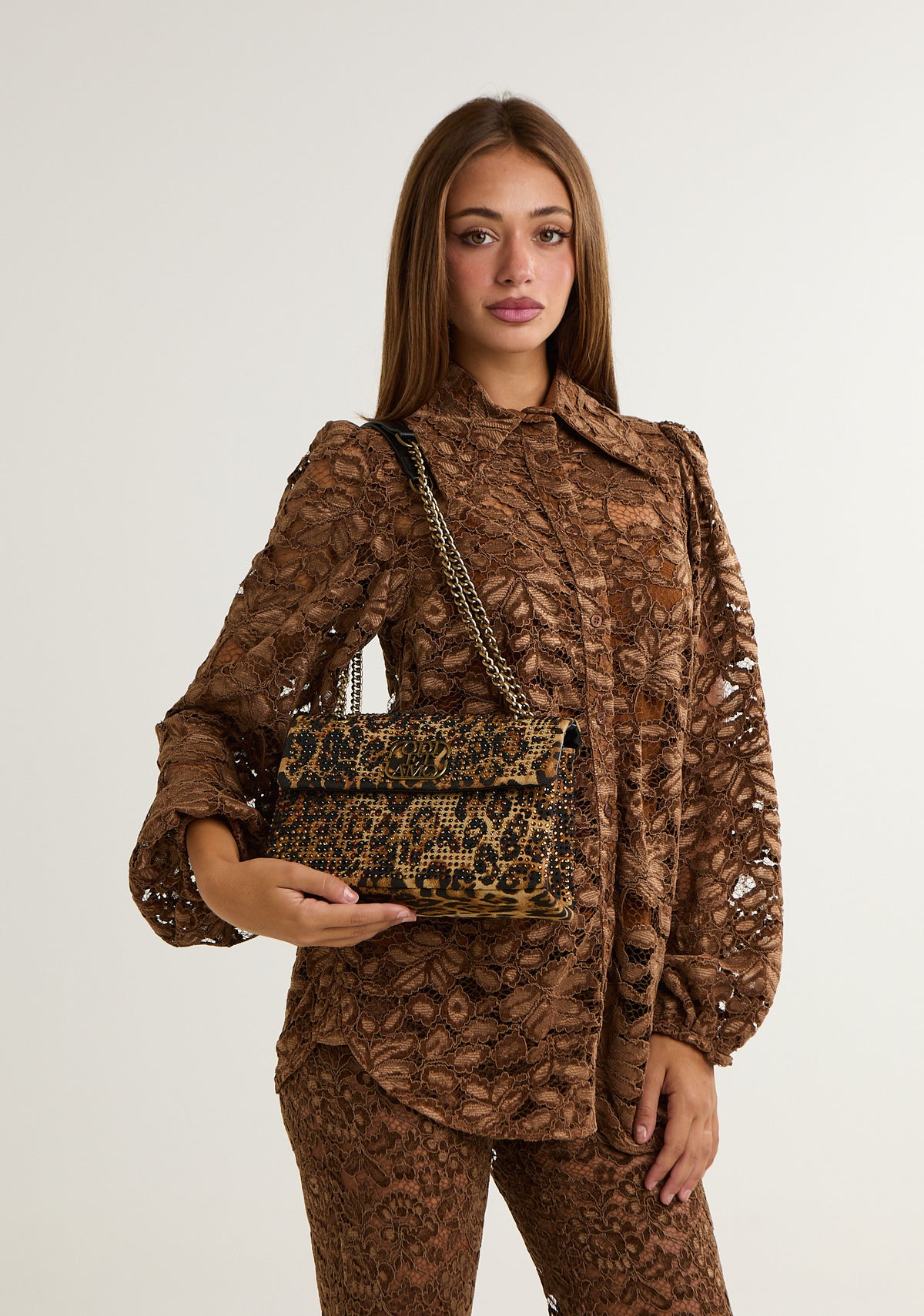 Borsa a spalla con strass