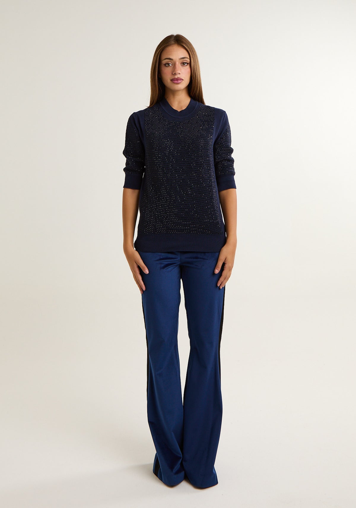 Pullover in maglia spessa con strass