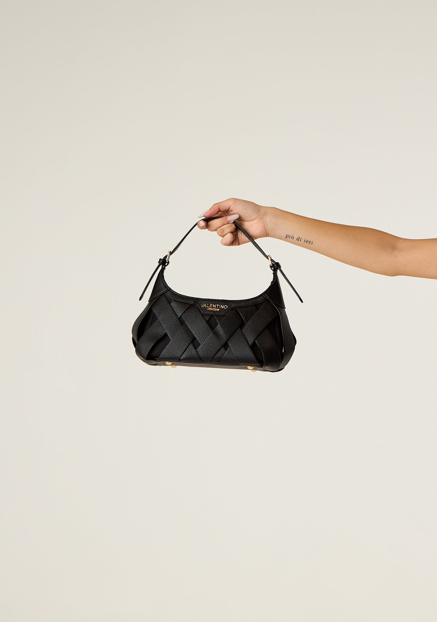 Borsa baguette intrecciata
