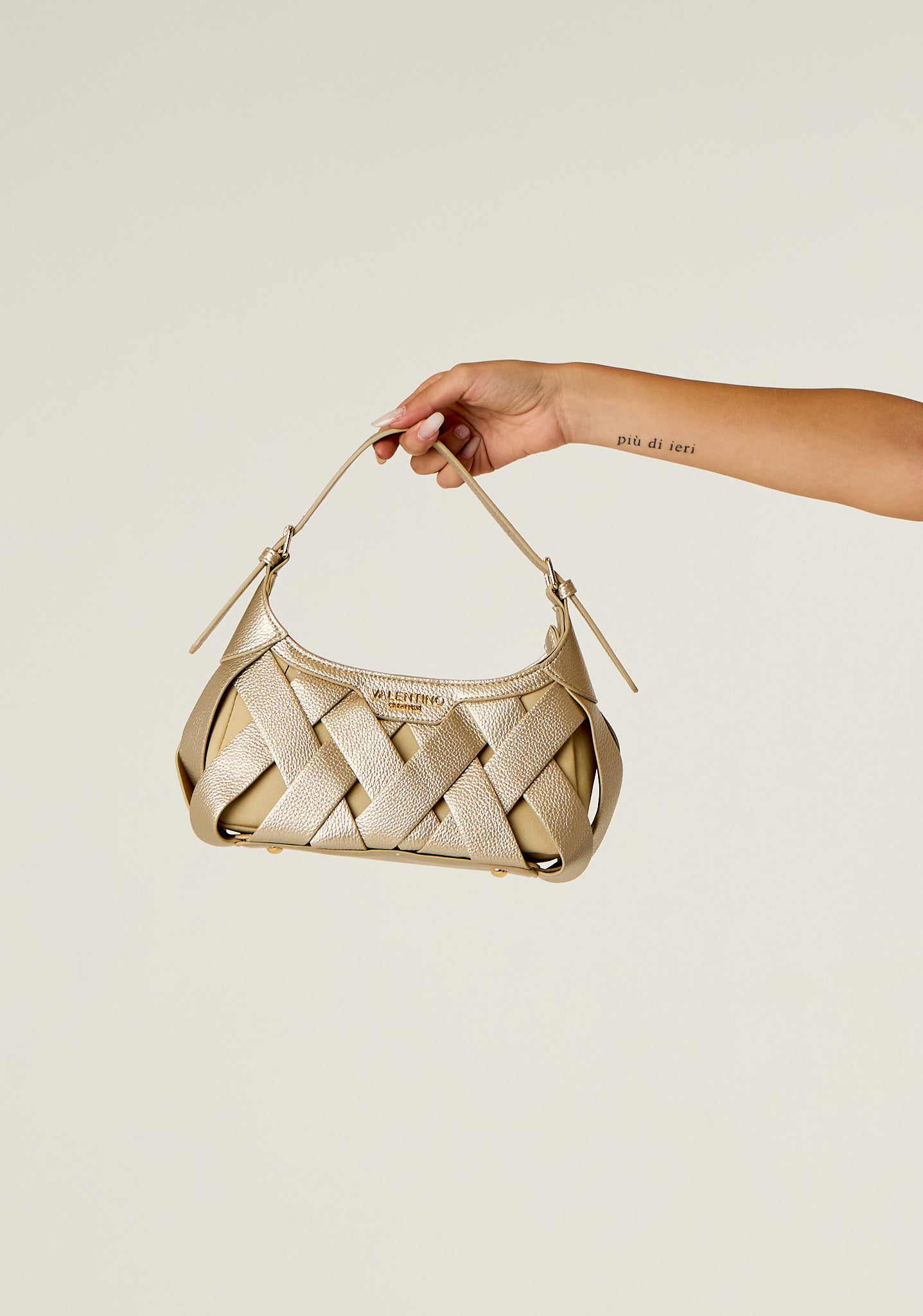 Borsa baguette intrecciata