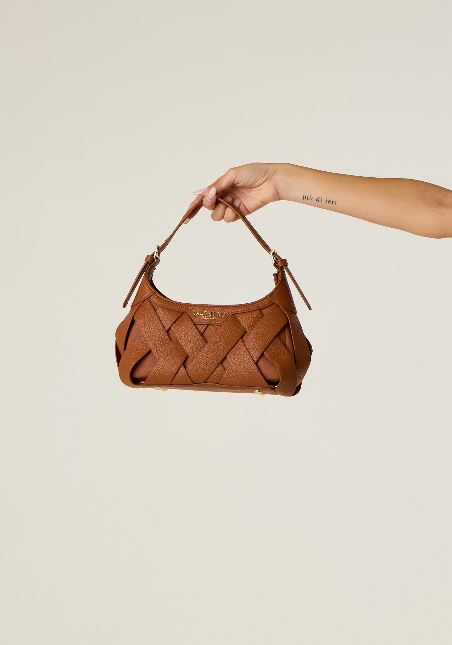 Borsa baguette intrecciata