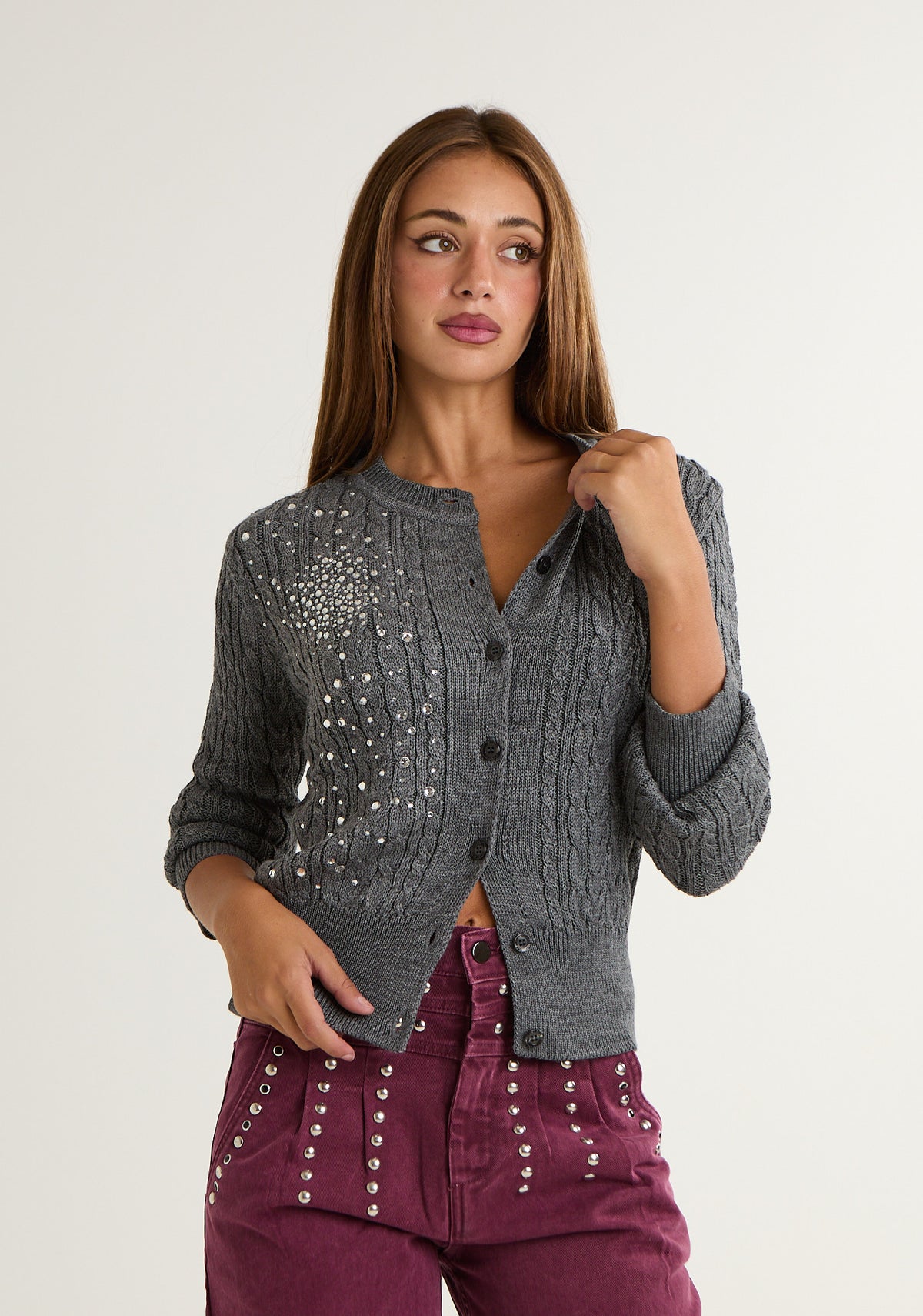 Cardigan con applicazioni a pioggia