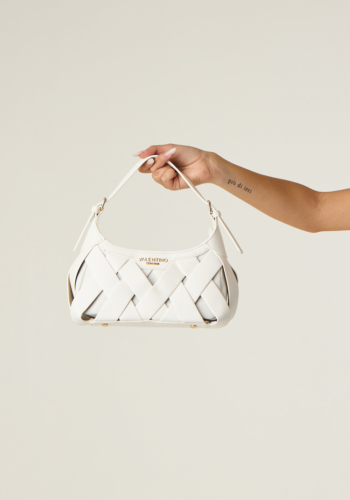Borsa baguette intrecciata