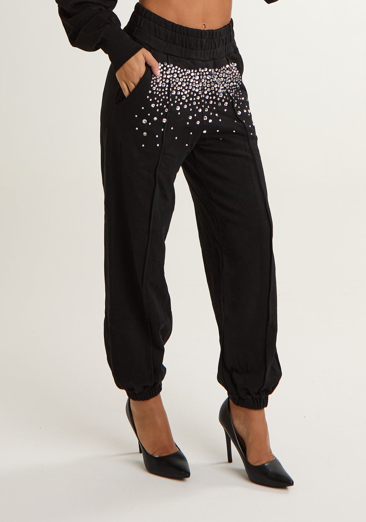 Pantalone in felpa con strass