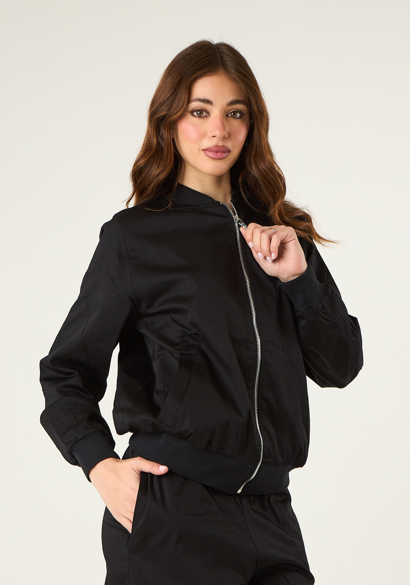 Giubbino bomber in cotone lucido