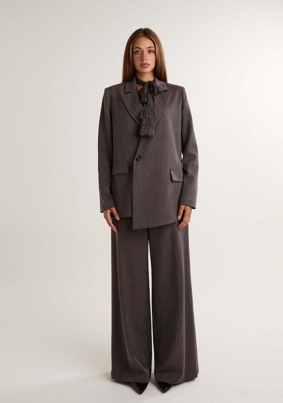 Pantalone palazzo in tessuto spigato