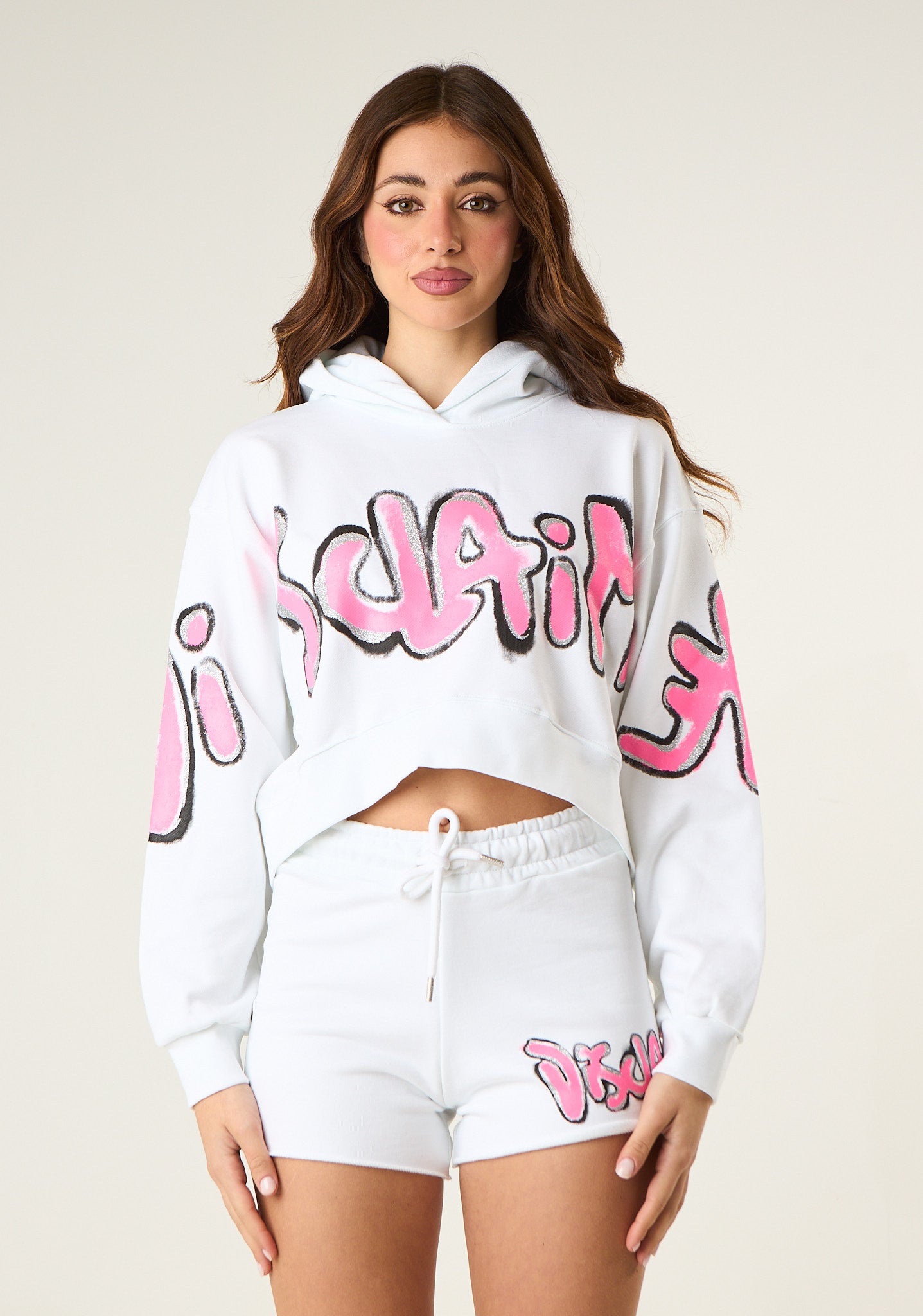 Felpa crop con cappuccio