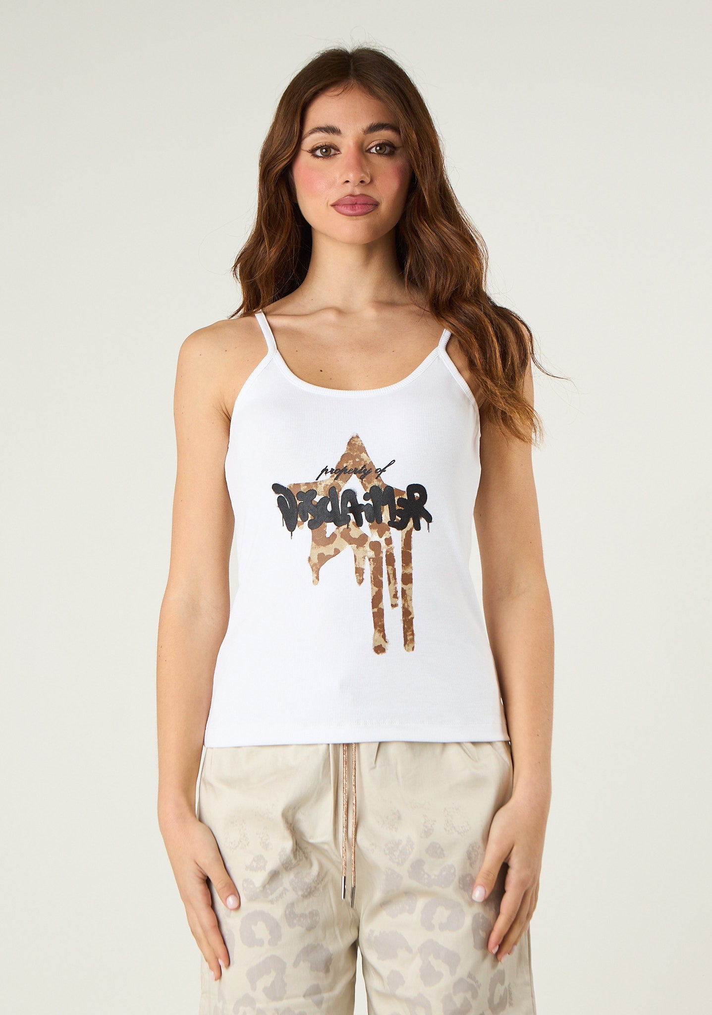 Canotta a costine con stampa