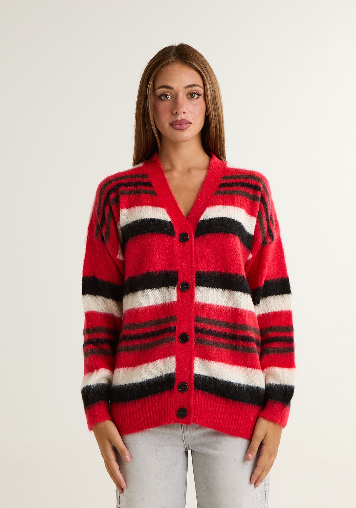Cardigan comodo a righe