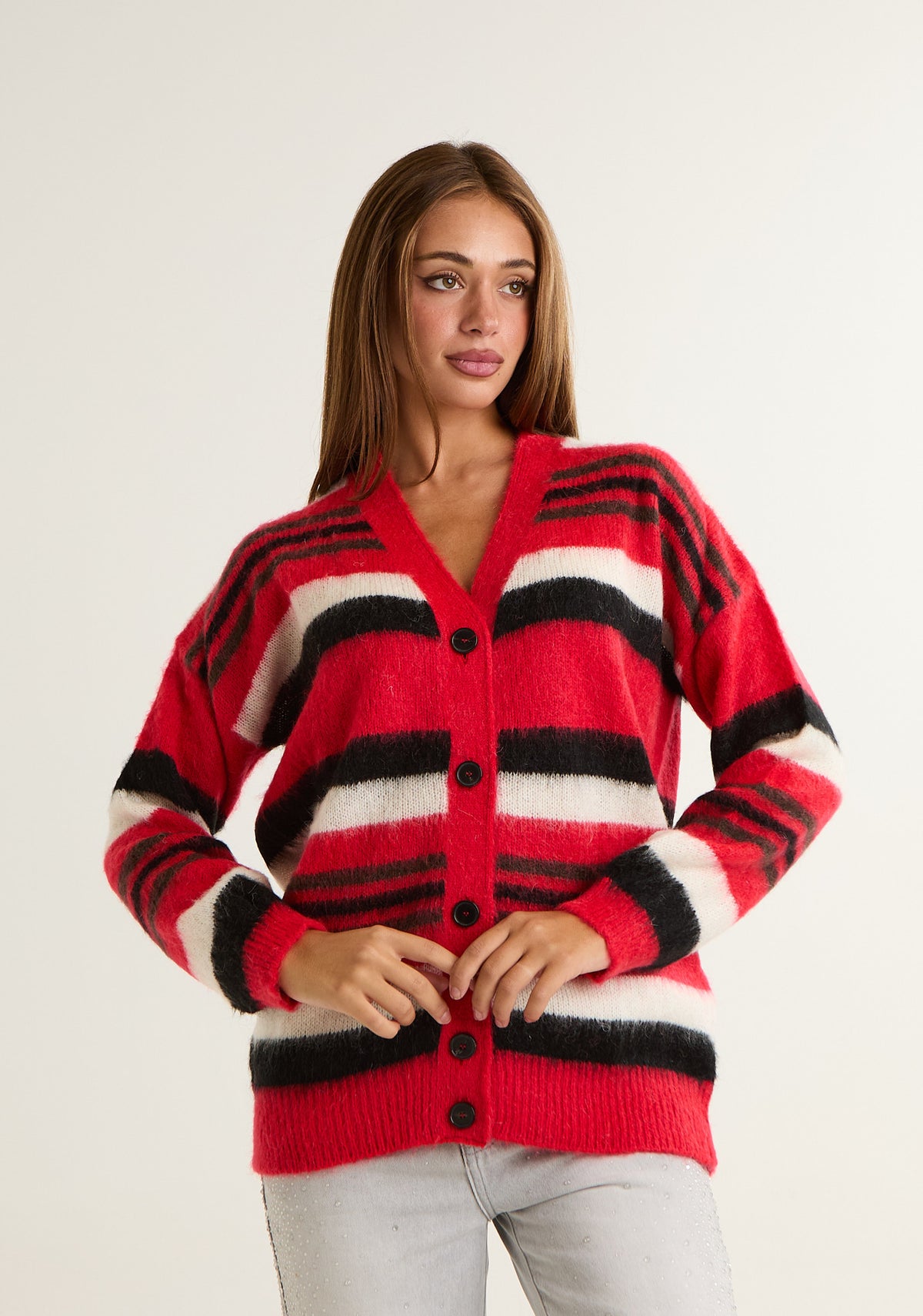 Cardigan comodo a righe