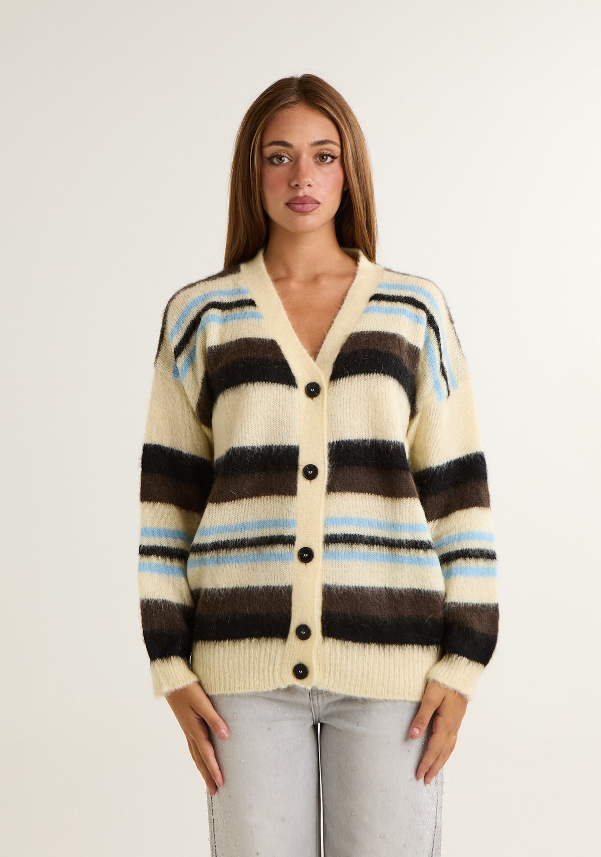 Cardigan comodo a righe