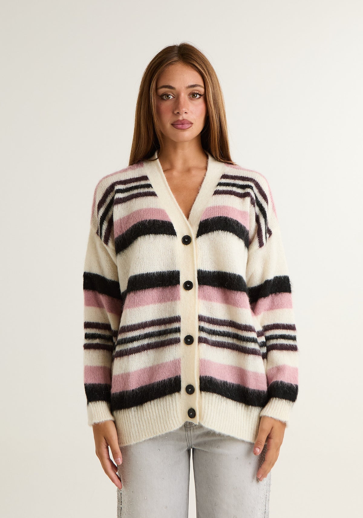 Cardigan comodo a righe