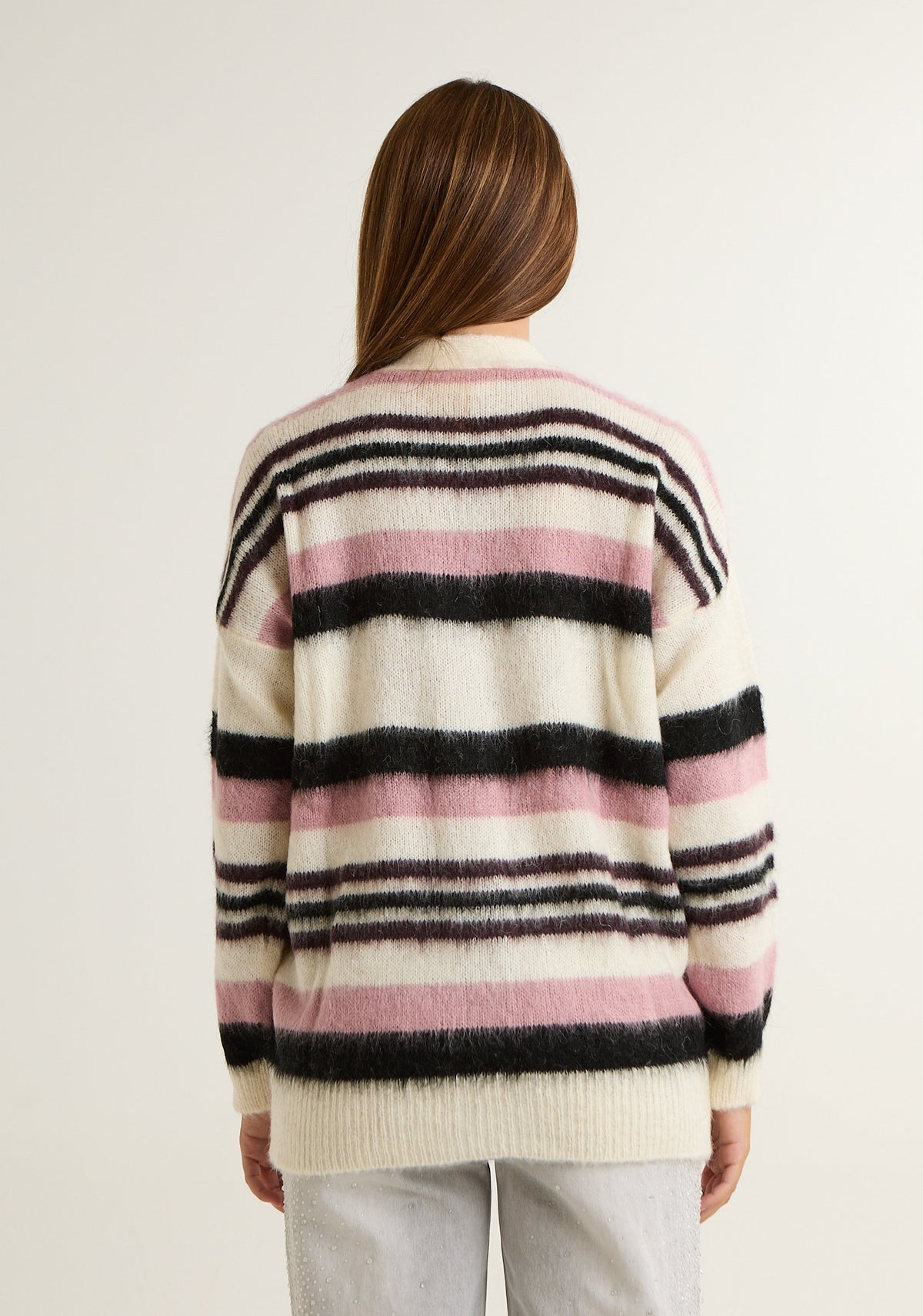 Cardigan comodo a righe