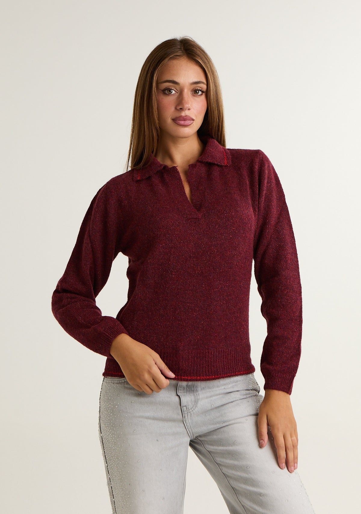 Maglia lurex con colletto