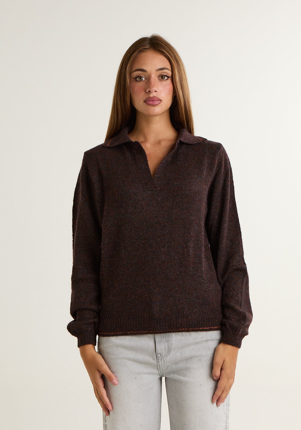 Maglia lurex con colletto