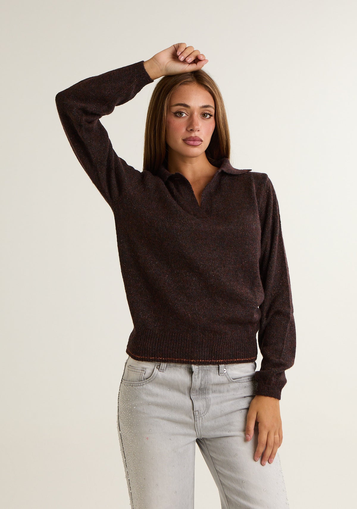 Maglia lurex con colletto