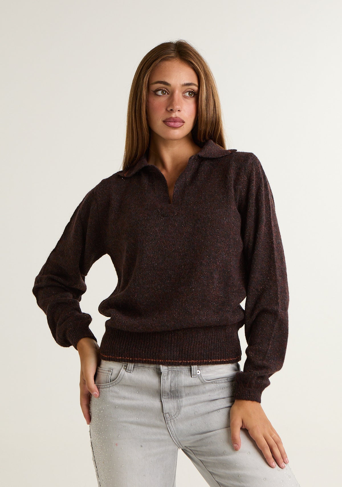 Maglia lurex con colletto