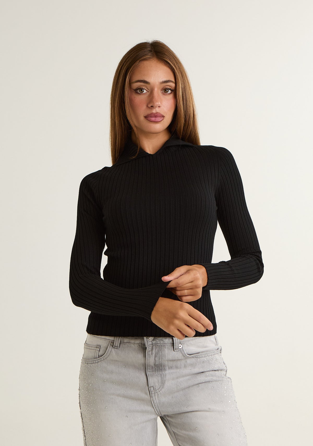 Maglia a coste con colletto