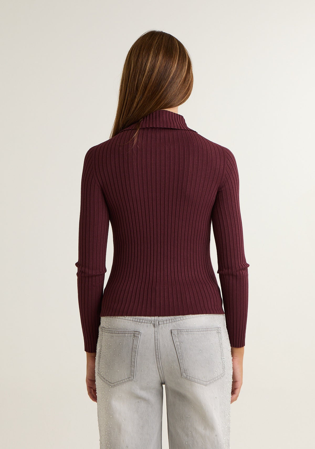 Maglia a coste con colletto