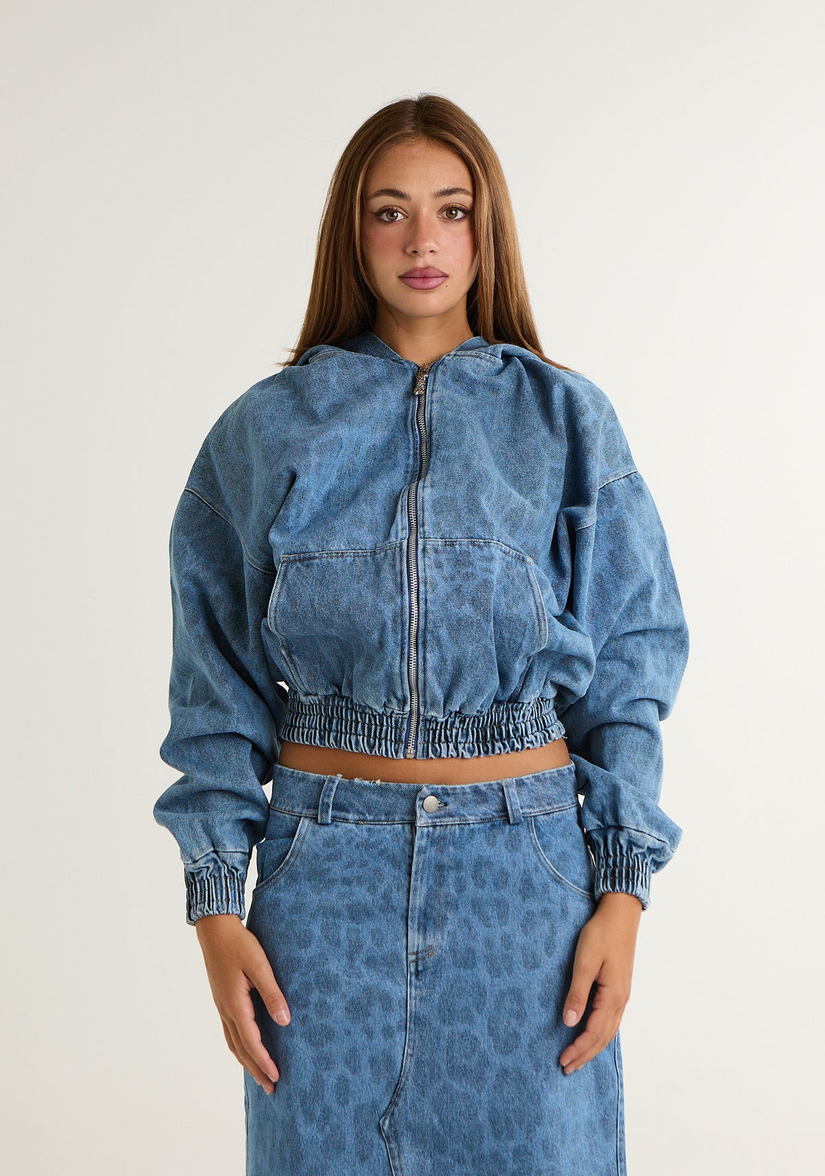 Giubbino in denim maculato