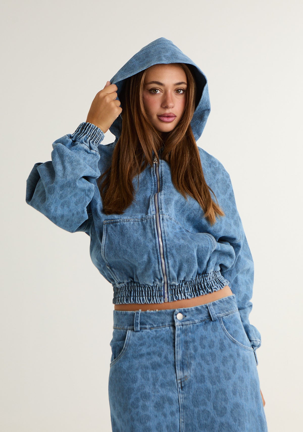 Giubbino in denim maculato