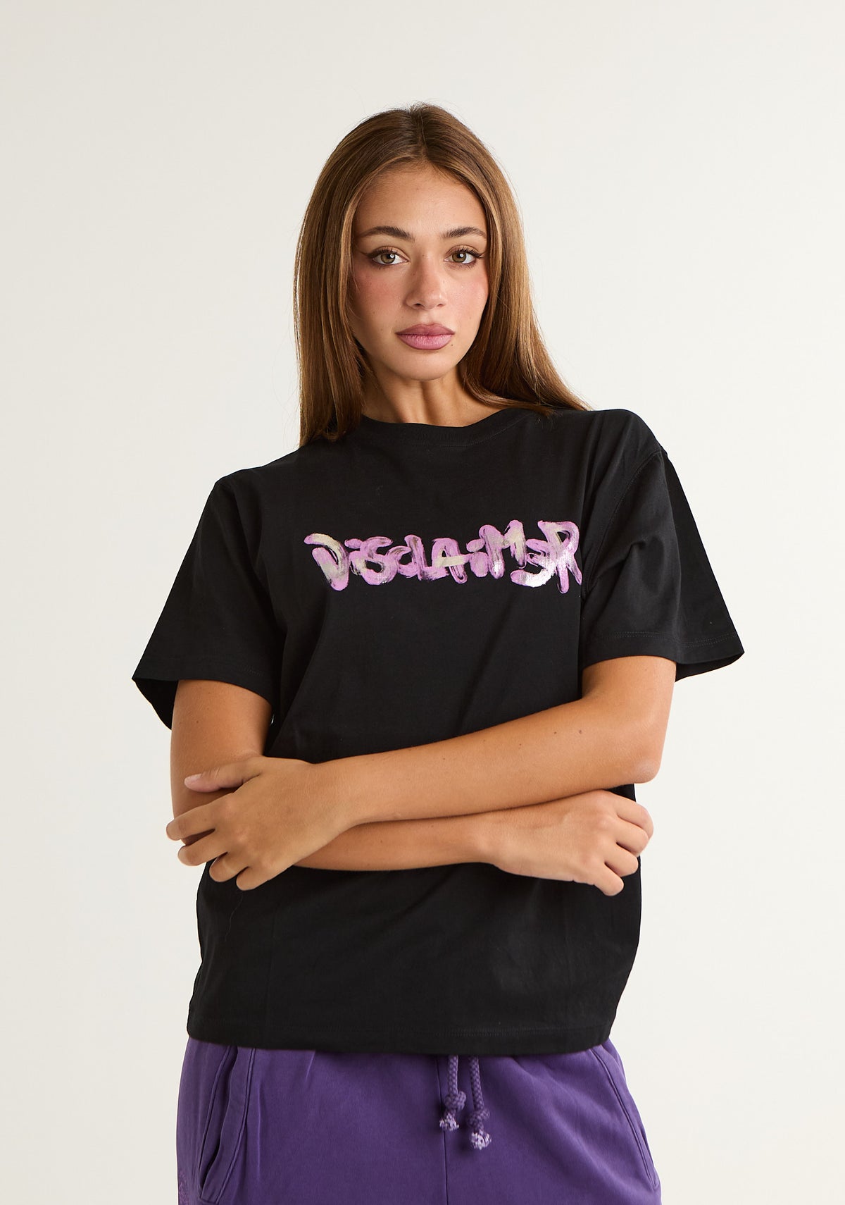 T-shirt con stampa frontale a contrasto
