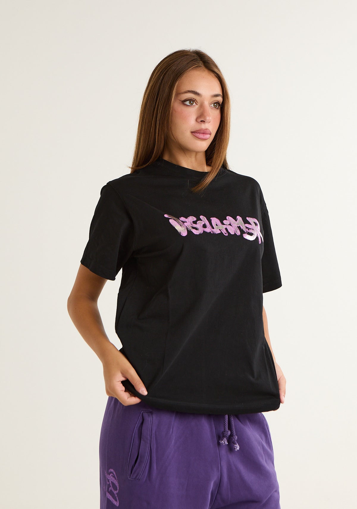 T-shirt con stampa frontale a contrasto