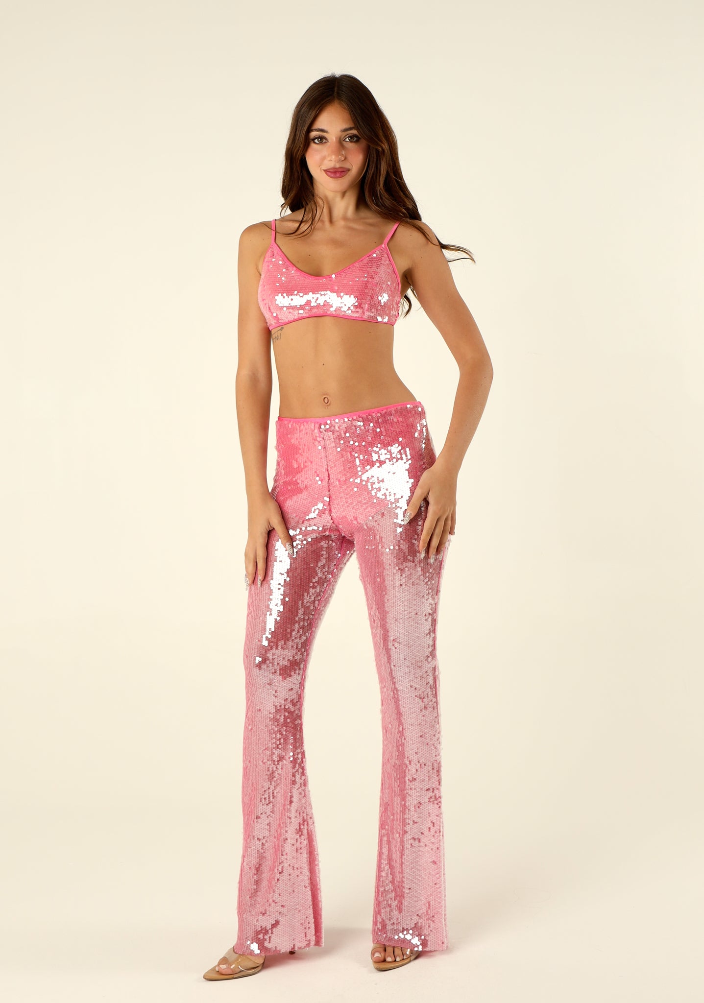 Pantalone palazzo in paillettes
