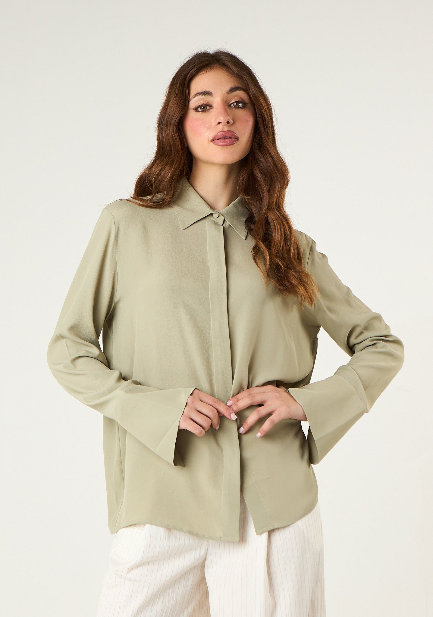 Camicia basic in misto seta