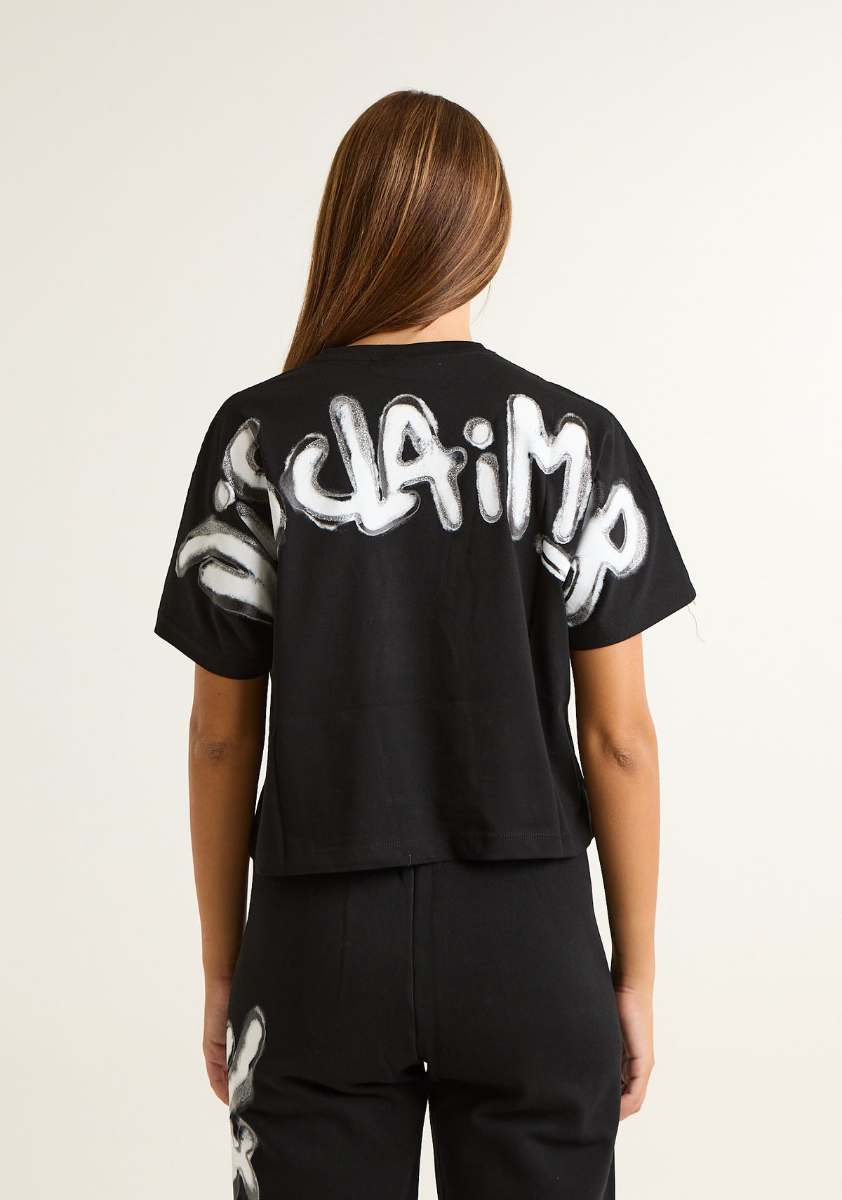 T-shirt a scatoletta con stampa posteriore
