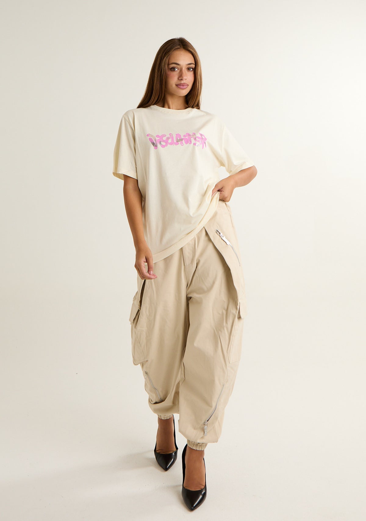 Pantalone cargo in gabardine