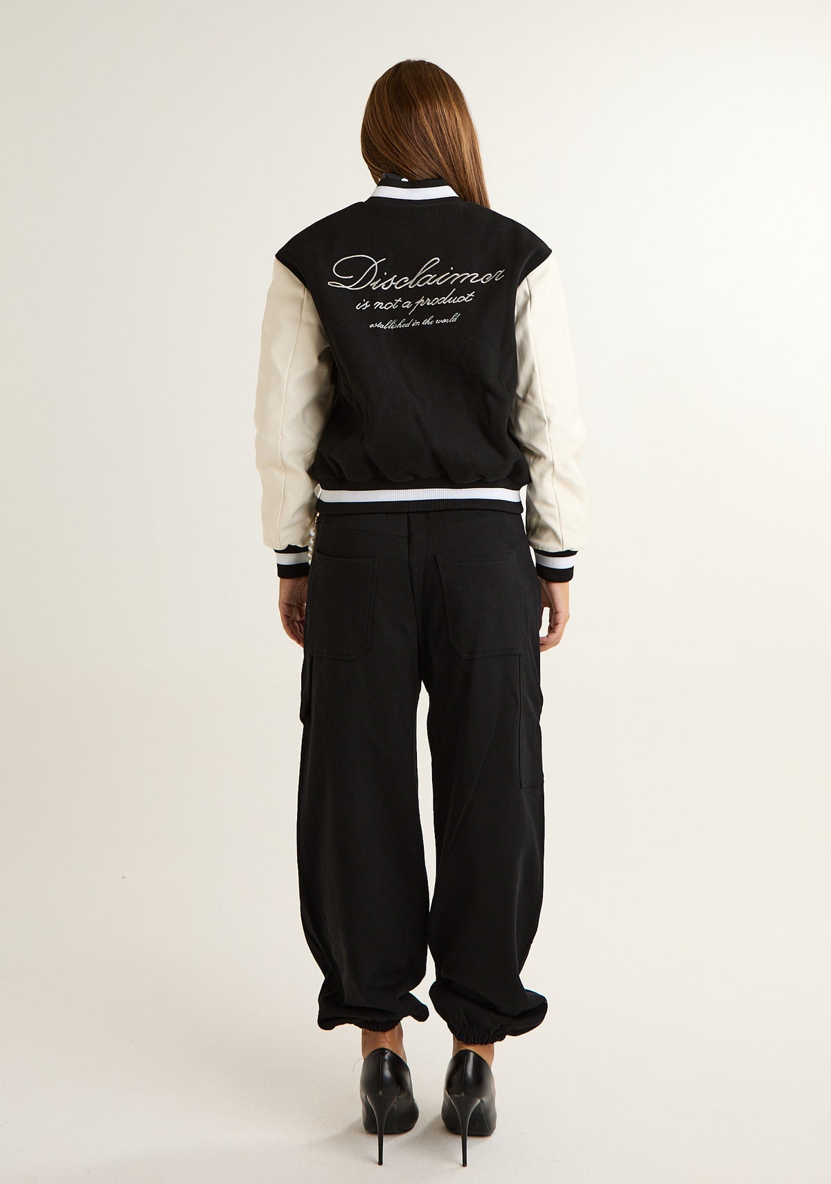 Bomber con maniche lunghe in ecopelle