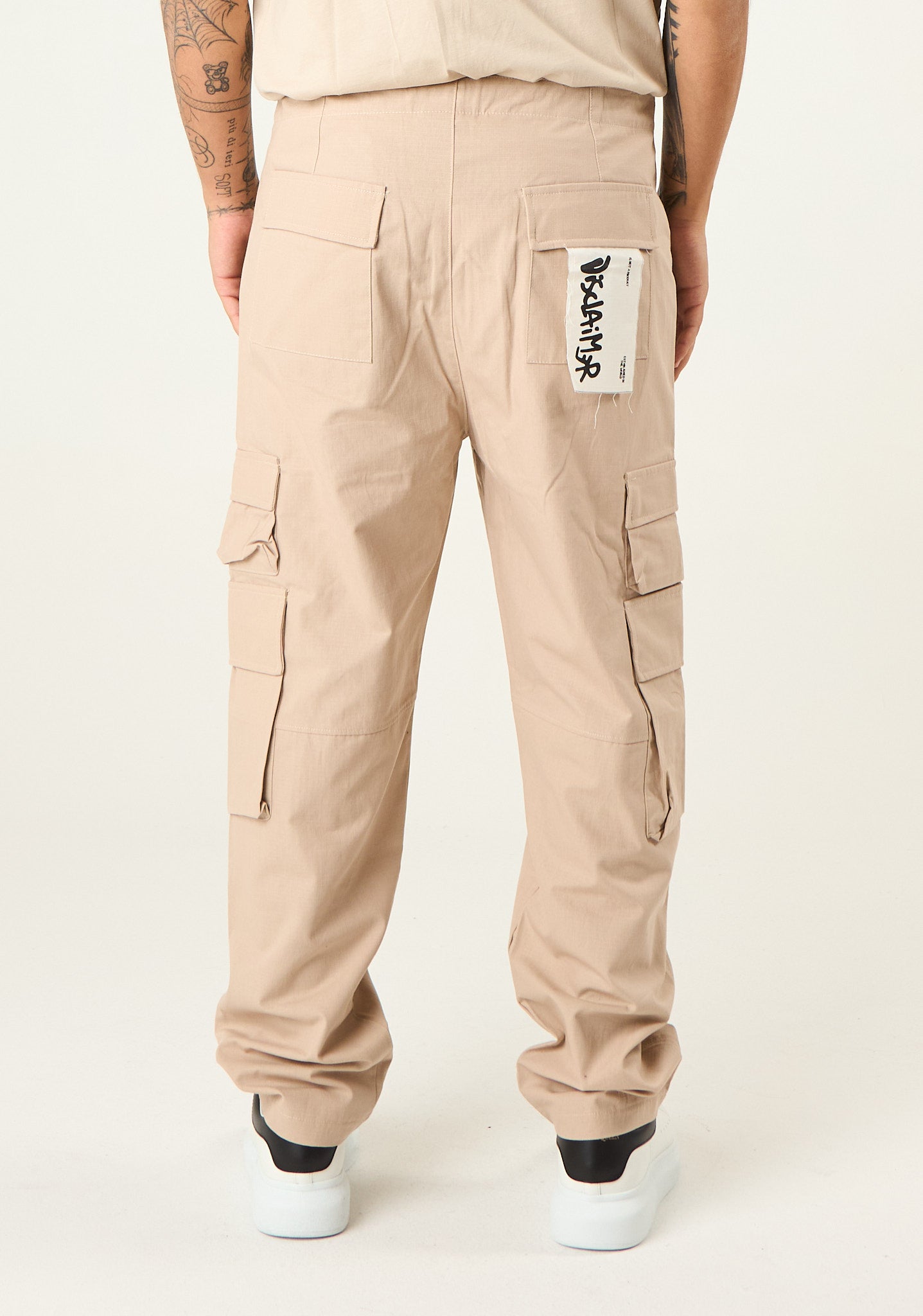Pantalone cargo in gabardina
