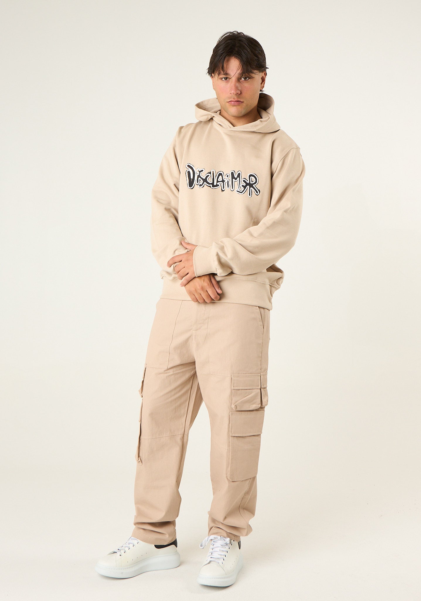 Pantalone cargo in gabardina