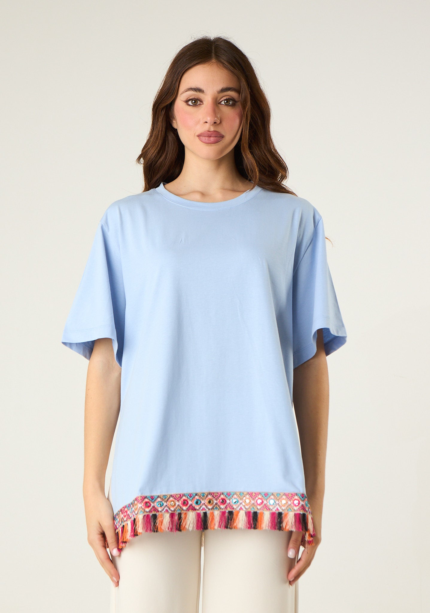 T-shirt con nappe multicolor