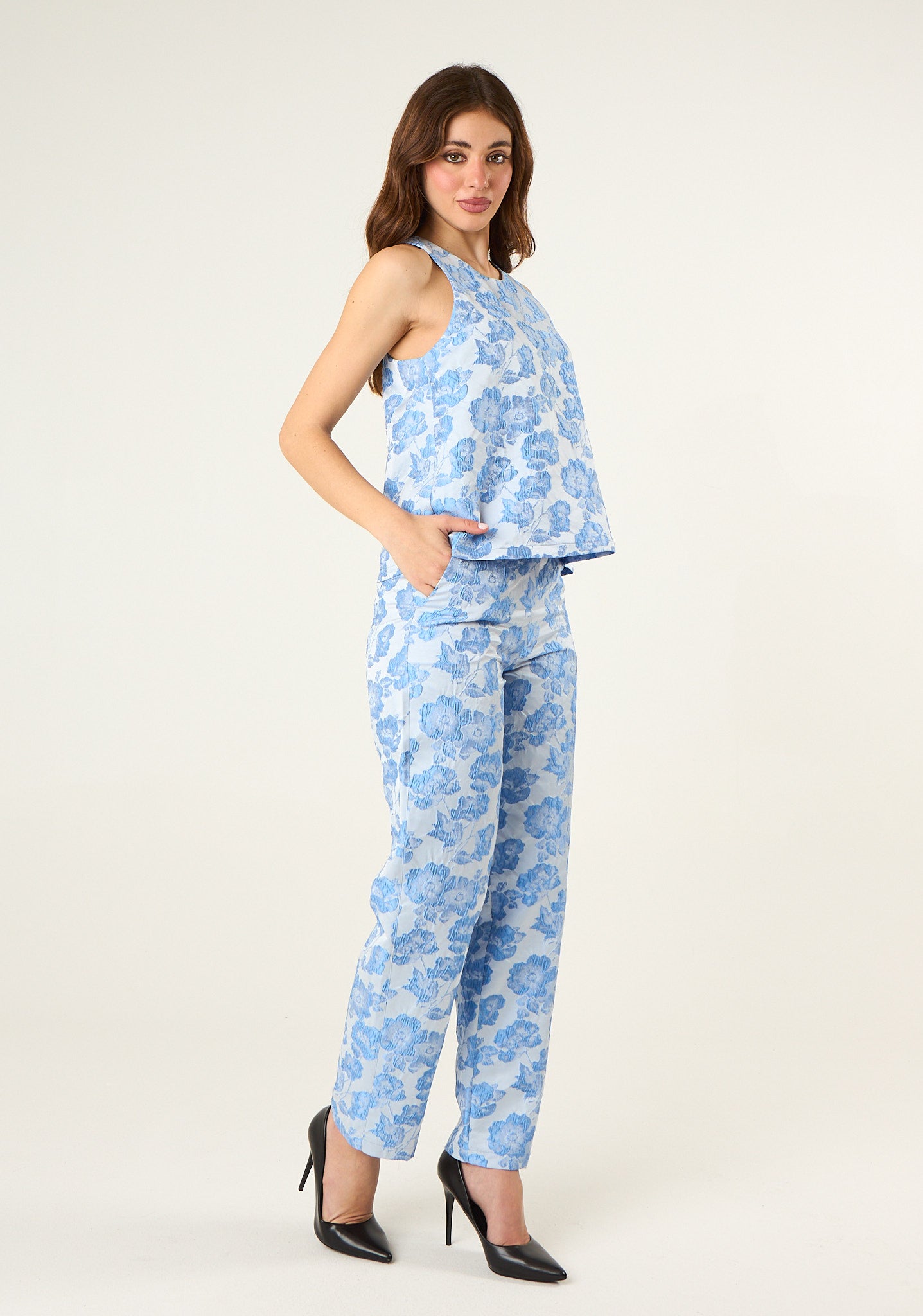 Canotta in tessuto damascato