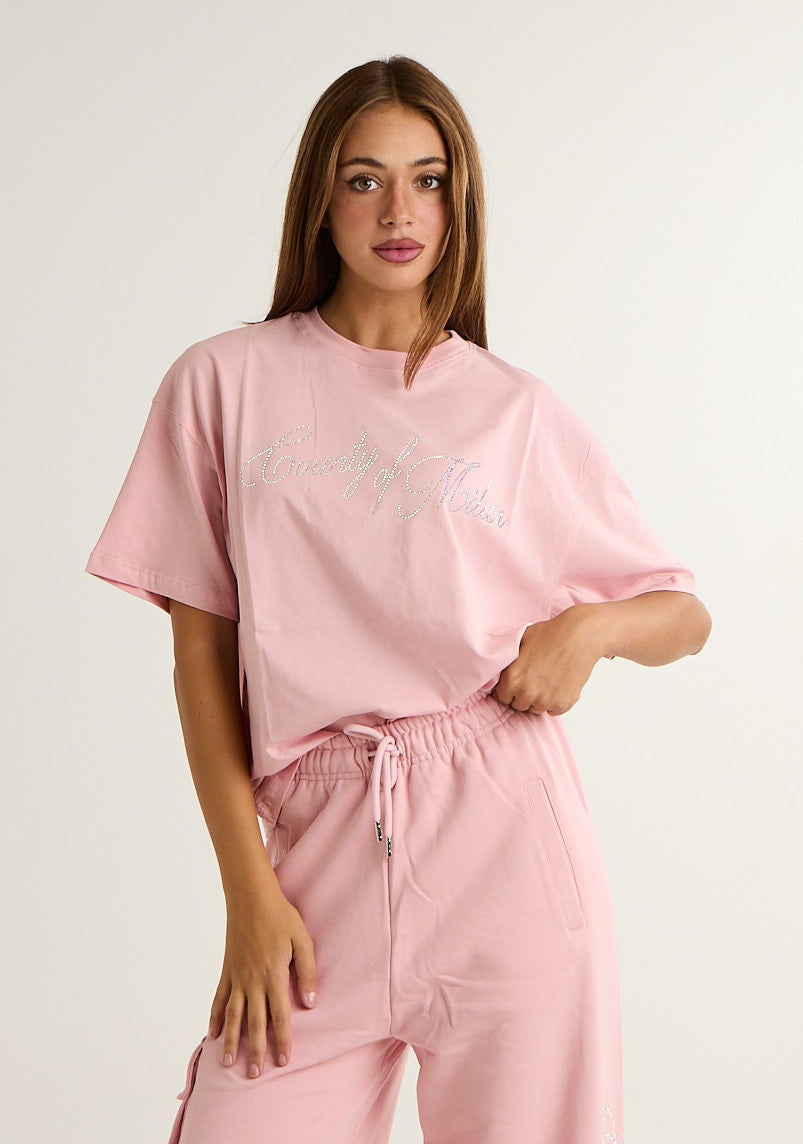 T-shirt con logo prezioso applicato